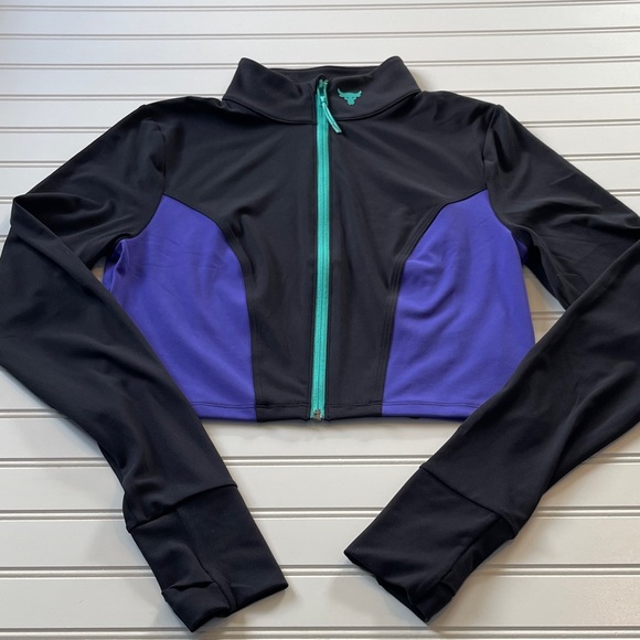 Under Armour Jackets & Blazers - Like New Med Under Armour Dwayne Johnson Project Crop Black & Purple jacket.